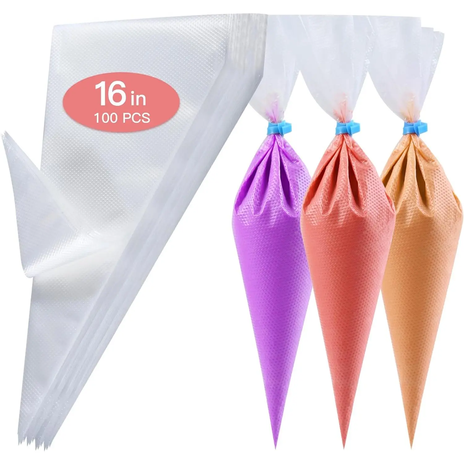 Piping Bags 16 Inch - 100 count Disposable Piping Bags, Large Pastry Bags, Thickened Frosting Bags, Cake Decorating Bags, Large Piping Bags, Icing Bags for Cake Decorating