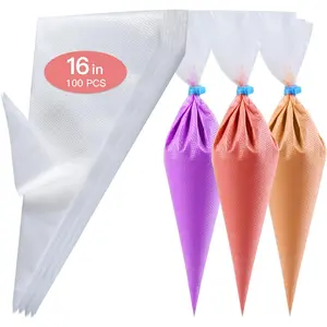 Piping Bags 16 Inch - 100 count Disposable Piping Bags, Large Pastry Bags, Thickened Frosting Bags, Cake Decorating Bags, Large Piping Bags, Icing Bags for Cake Decorating