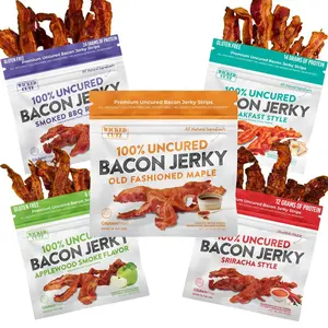 Bacon Jerky Variety Pack | 5 Flavors & Up to 24g Protein Per Bag | Fully Cooked, Bold Flavors, Exceptionally Tender, High Protein Carnivore Snacks | Jerky Gifts, Unique Gifts for Men (5 Bags)