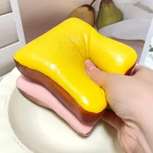 Toast Bread Squishy Toy, Cross-Border Novel Soft Squeeze Tool, Sticky Slow Rebound Wet Texture, DIY Sensory Fidget Stress Relief Toy for Kids & Adults (Home, Festive & Party Supplies; Party Bags & Gifts)
