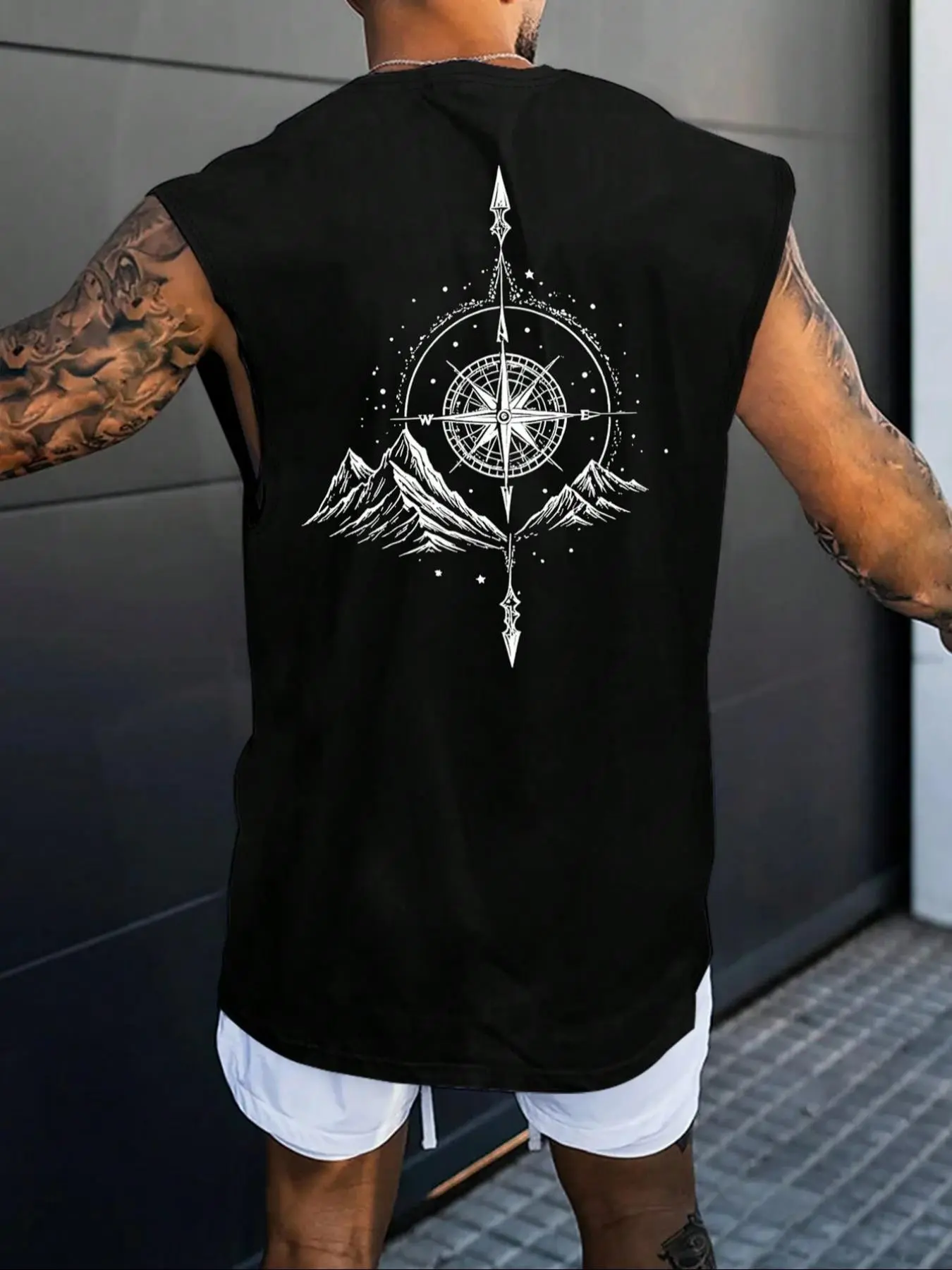 Men's Moon Print Wide Shoulder Vest, Regular Fit Casual Sleeveless Graphic Tank Top for Summer, Men's Top for Daily Wear, Menswear, Casual Streetwear Top, Casual Street Style Men's Moon Print Wide Shoulder Vest, Regular Fit Casual Sleeveless Graphic Tank Top for Summer, Men's Top for Daily Wear, Menswear, Casual Streetwear Top, Casual Street Style
