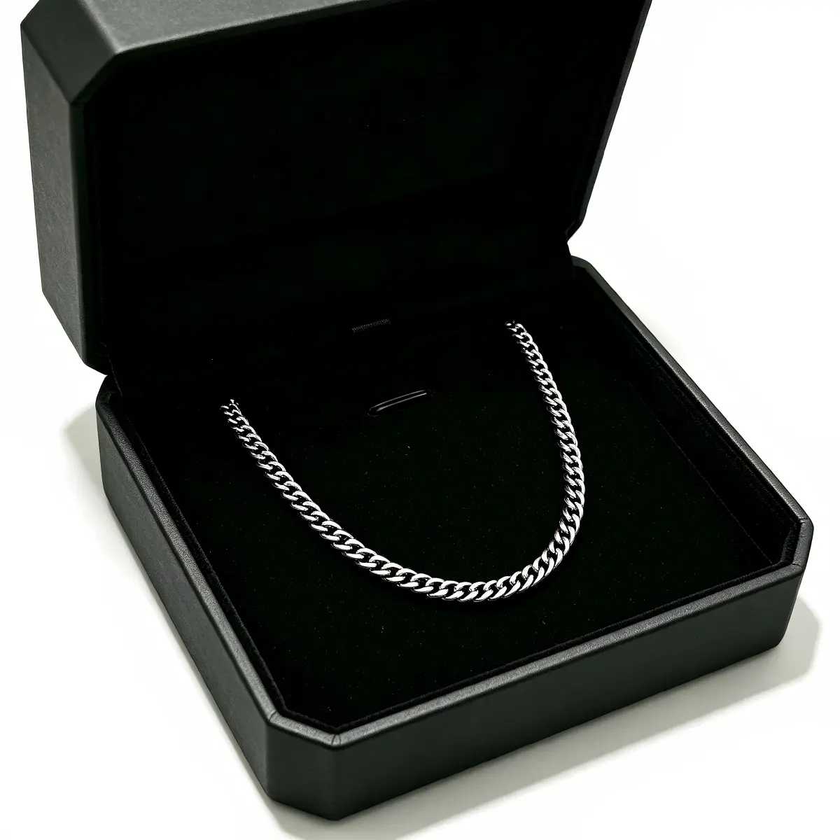 Mens Silver Cuban Chain Necklace, Titanium Steel & Zinc Alloy Silver Plated Durable Curb Link Neck Chain Hip Hop Jewelry Gift