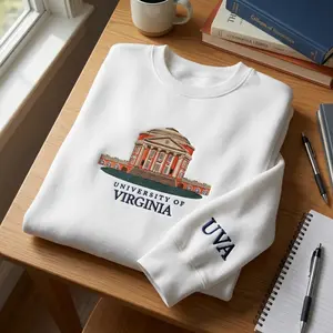 Embroidered Sweatshirt UVA Crewneck | Vintage Campus Aesthetic Pullover | Preppy College Outfit | Cozy Student Sweater | Gift for Alumni & Graduates | Classic Ivy Style | TikTok Viral College Look