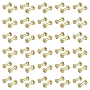 60 Sets Chicago Screws Assorted Kit, 5mm x 15mm Binding Screws Post Golden M5 Round Cross Head Stud Screw Posts Nail Rivet Book Binding Posts for Scrapbook Photo Albums