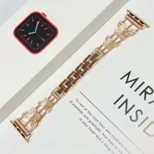 Fashion Butterfly Bling Band for Apple Watch 38mm 40mm 41mm 42mm – Iced Out Rhinestone Metal Strap, Sparkly Feminine Replacement Wristband, Lovely Holiday Gift Choice for Series 10/11 [Watch NOT Included]