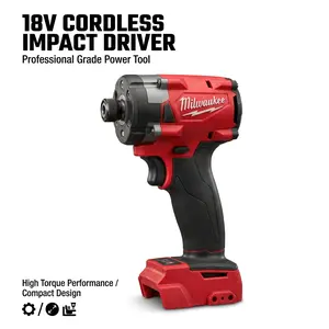 Milwaukee M18 FID3 Lithium Battery Powered Screwdriver,1/4 Inch Interface Matched With Various Bits,Multi-Speed Operation Mode,Portable Structure, Applied In Furniture Assembly, Home Decoration, Equipment Maintenance And Daily On-Site Installation.