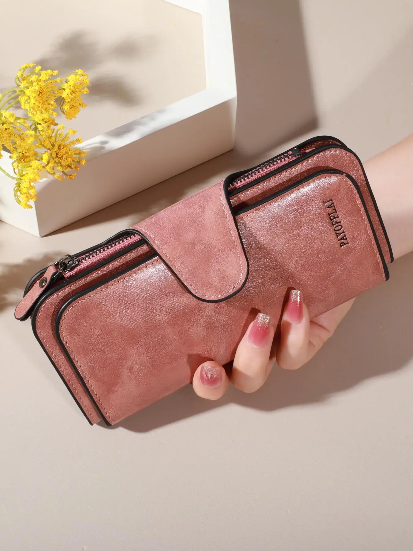 Women's Elegant Solid Color Long Wallet, Fashionable Zipper Wallet for Daily Life, Casual Trendy Versatile Commuting Wallet with Multiple Card Slots