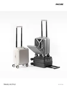 16 Inch Carry-On Travel Case, Simple Business Design, Abs PC Lightweight Hard Shell, Expandable Large Capacity, Extended Handle, Hardside Spinner Luggage