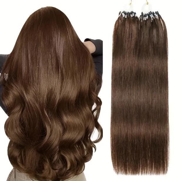"Micro Loop Human Hair Extensions for Women & Girls, 12-28 Inch 30G 50 Strands, Red Blonde Silky Soft, Undetectable & Comfortable, No Tangle No Shedding for Glamorous Natural Looks "	