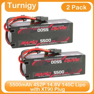 Turnigy Rapid 5500mAh 4S2P 140C Hardcase LiPo Battery with XT90 Connector (ROAR Approved) for 1/8 1/10 RC Car Truck Racing Crawler Monster RC Hobby Models