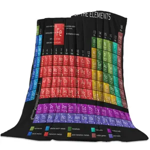 Periodic Table Of Elements Chemistry Flannel Blanket for Bed Sofa Portable Soft Fleece Throw Funny Plush Bedspreads Father's Day Children's Day Thanksgiving holiday gifts for family and children