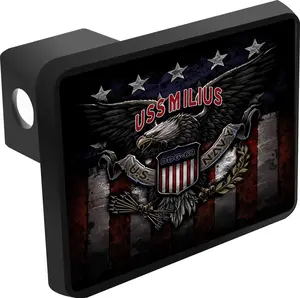 USS Milius DDG-69 US Navy Eagle Destroyer Warship Patriotic USN Veteran Prior Service Military Truck Trailer Hitch Cover