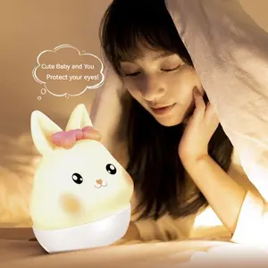 Cute Rabbit Design Night Light - Rechargeable Pat Warm Design for Children's Bedtime & Quiet Nights - Home Table Decor & pretty  lights