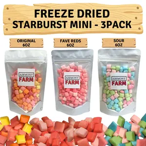 Freeze Dried Fruit Burst Mini Candy (3 pack) - Orignial, Sour, FavREDS- Deliciously Hard and Crunchy, Intense Flavor, Lightweight Snack - Resealable Bag