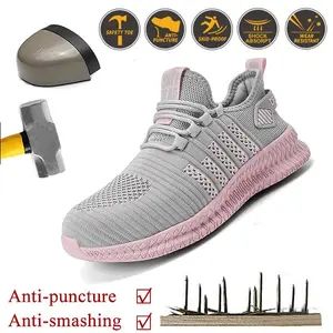 Women's Lightweight Safety Shoes, Cushioning Work Shoes, Steel Toe Shoes That Are Not Easily Damaged, Safety Boots, Anti Impact Work Shoes