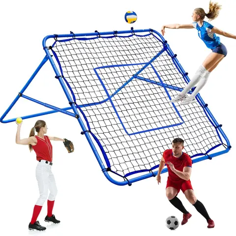 Winthai Rebounder Net 4x4ft Multi-Sport Adjustable, 6-Angle Pitchback Trainer for Volleyball, Soccer, Baseball, Softball Practice. Easy Setup, Durable Steel Frame & PE Net for Backyard Skill Improvement.