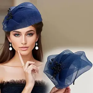 2 Pcs Random Color Veil Feathers Hair Clip for Special Occasions  Generic Women's Fascinators Hat with Flower Mesh Ribbons Headband Tea Party Hat