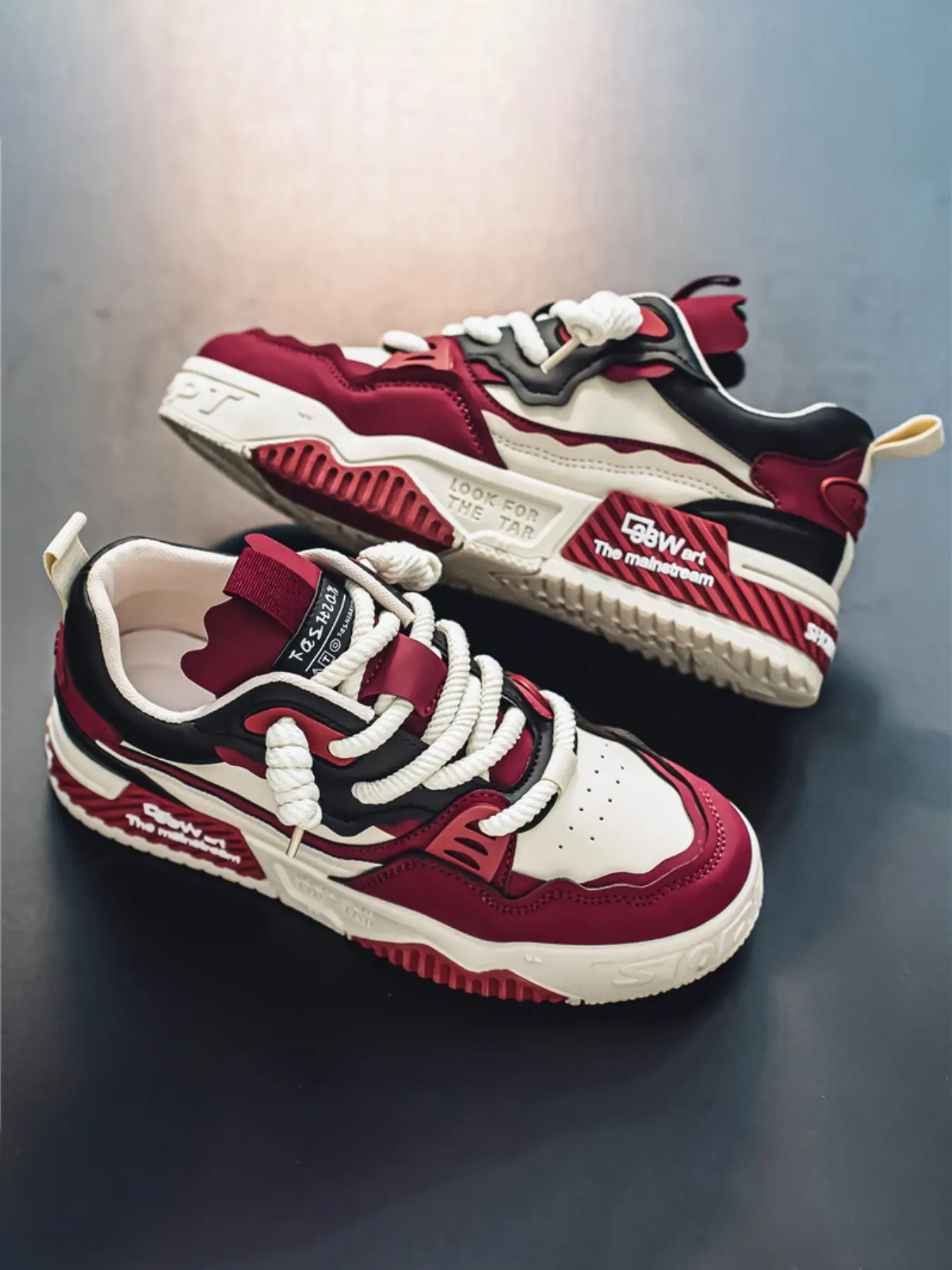 Men's High-Top Thick Laces Trendy Casual Shoes, Colorblock Print Street Style, Anti-Slip Wearable Outdoor Dad Sneakers, walking shoes, Sports Shoes