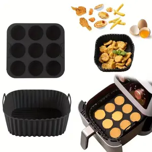 2 Pack Silicone Air Fryer Liners and Cake Pans Reusable Nonstick Baking Trays Square Molds Easy Release and Clean Compatible with Instant Pot Air Fryer Oven Ideal for Baking Cooking