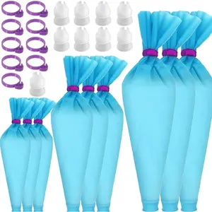 Piping Bags Set -  Pastry Bag, Icing Bag for Cake Decorating - Baking Tools Kit with 3X (12''+14''+16'') Bags, 9 Tip Couplers, 9 Frosting Bag Ties, Cupcake Decorations Supplies