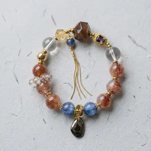 Red Rutilated × Kyanite 'Fire & Water' Bracelet