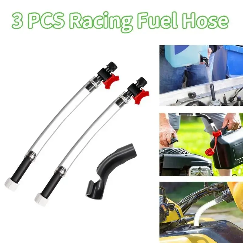 3-Piece Racing Fuel Hose Set with Ball Valve Closing Device - Suitable for Scribner, Jegs, LC2 Jugs&Fuel Tank - High Performance Refueling Accessory for Racing Enthusiasts