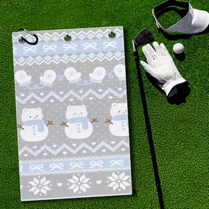 Winter Snowman Golf Towel Quick-Dry Golf Towels Accessory with Hooks Premium and Durable Polyester Golf Towels for Golf Bags Ideal for Golfers, Great Gift for Christmas, Golf Accessories