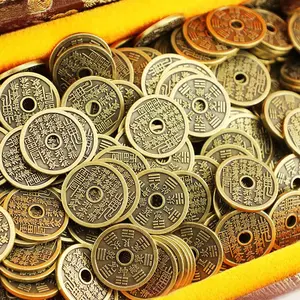 Chinese Retro Mountain Ghost Coin Pendant - Thunder Eight Trigrams Square Hole Copper Coin, Ancient Style Amulet Necklace