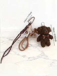 Handmade Woven Rope & Bear Keychain with Bowknot Accents Cute Animal Bear Keyring Pendant Lanyard for Men Women Bags,Handbag Backpack,Keys-Bear Decorative Bag Purse Charm Key Chain,Bear Bag Hanging Accessories Key Fob Trinket Valentine Mother‘s Day Gift