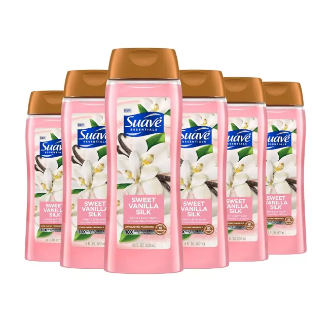Moisturizing Body Wash Women, Sweet Vanilla with Vitamin E and Aloe Extracts, No Parabens, No Phthalates, 18 Oz (Pack of 6)