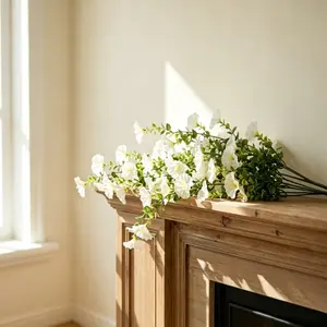 4Pcs Faux Morning Glory Hanging Vine UV Fade Resistant Silk Flowers Decorative Artificial Flowers Eucalyptus Artificial Plants Realistic No Maintenance Fake Plants Outdoor Hanging Basket Porch Windowsill Box Decor for Gardener Home Decorator