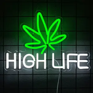 High Life Neon Sign LED Leaf Wall Art Decor Led Light Up Neon Light, USB Powered, Easy to Hang, Perfect for Bar, Club, Bedroom Decoration
