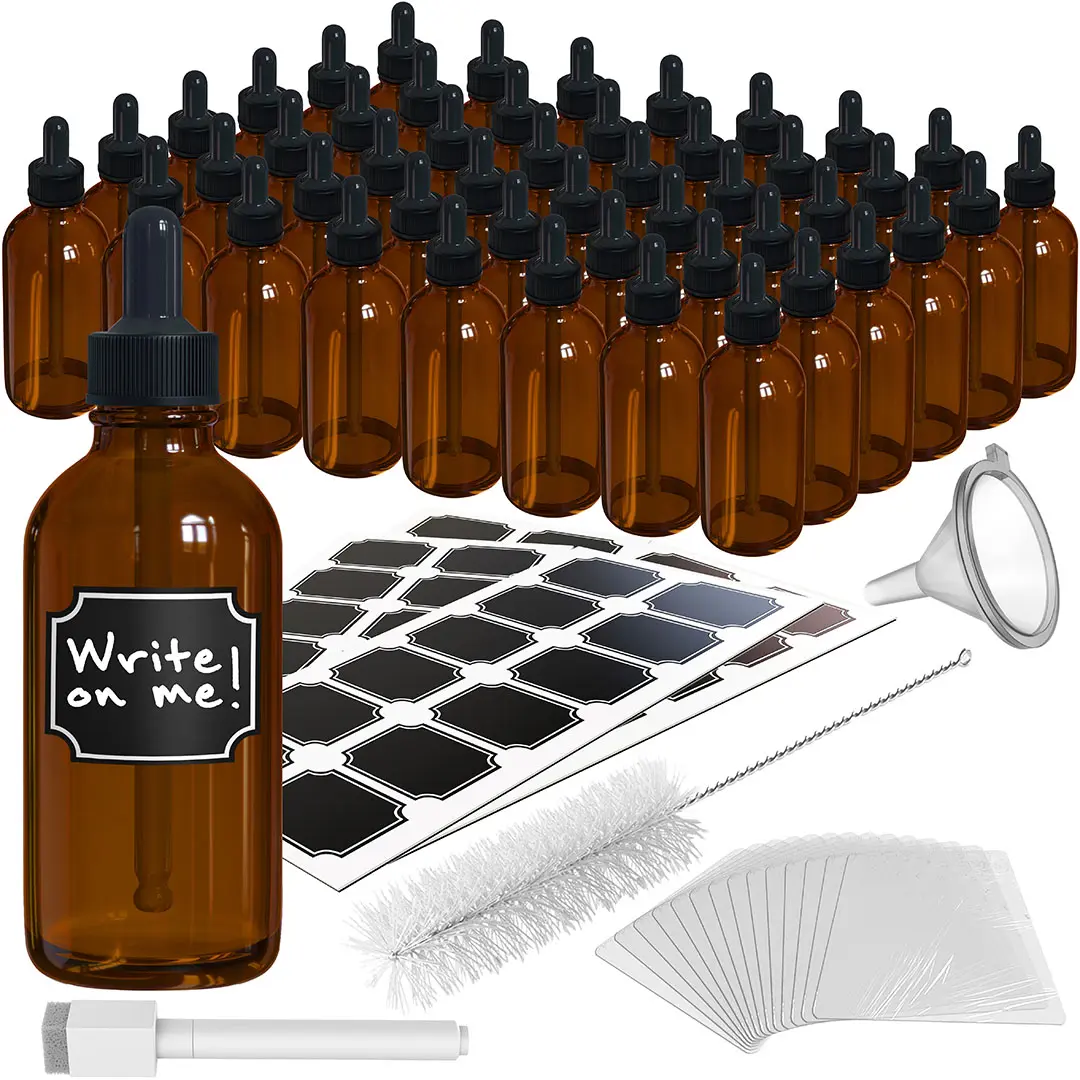 Nevlers 4 Oz Leakproof Amber Glass Dropper Bottles (Pack of 48)