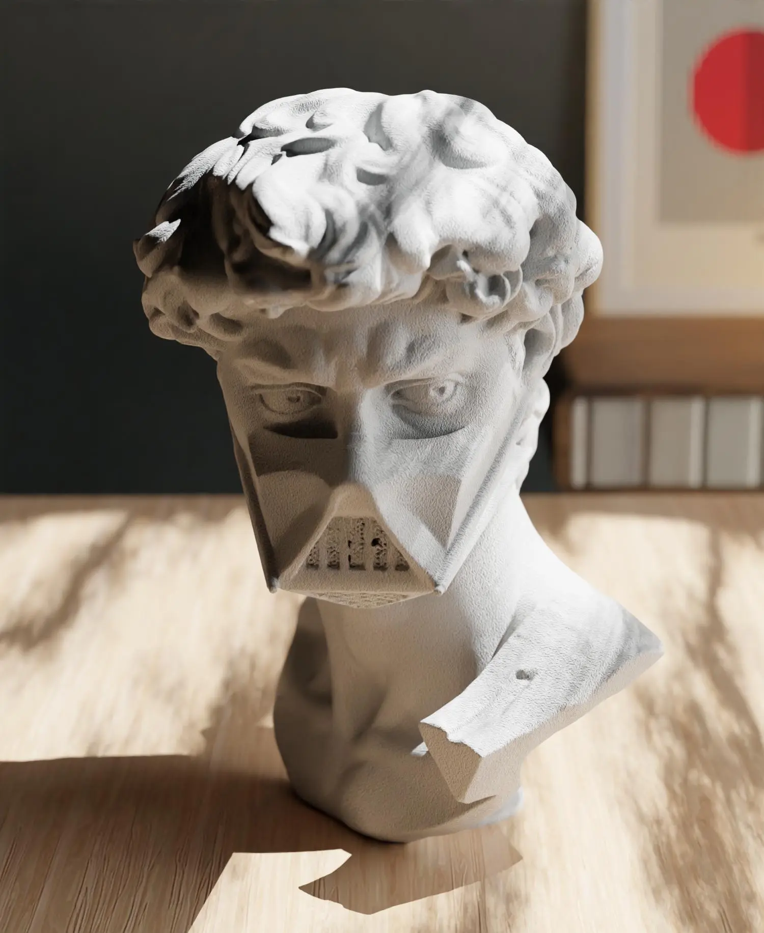 Collecticraft Darth David 3D Printed Sculpture Futuristic Michelangelo Design Matte Stone Texture PLA Material for Office & Creative Studios