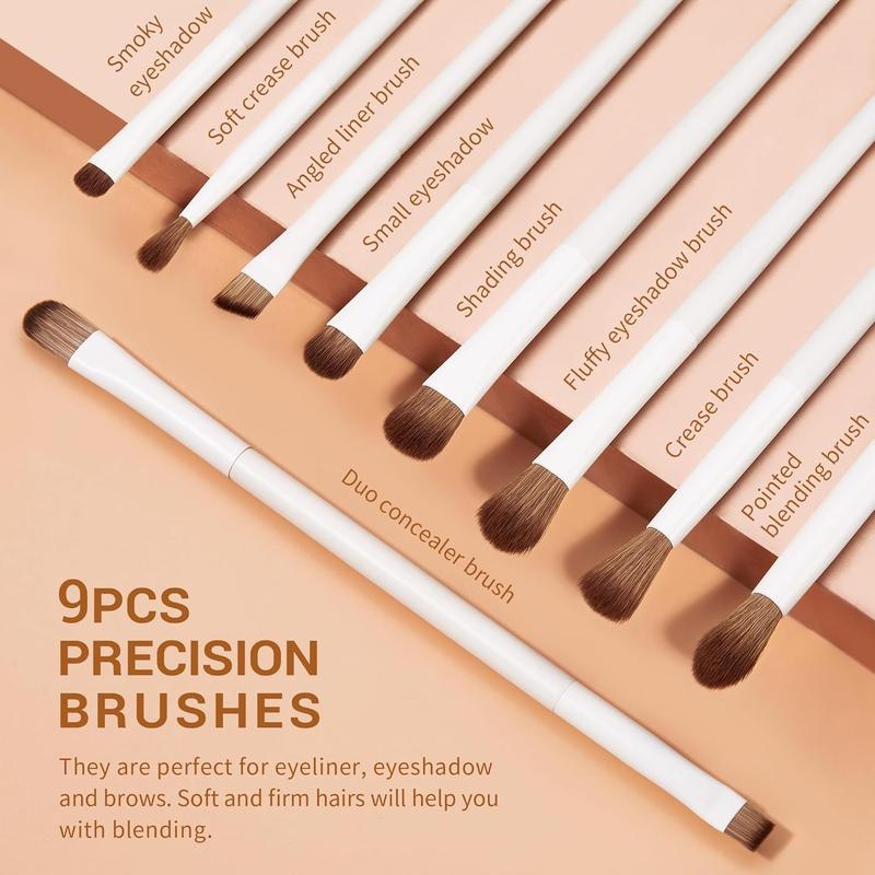 Makeup Brushes 14pcs Set Premium Synthetic Powder Foundation Contour Blush Concealer Eye Shadow Blending Liner Kit Light Grey for Beginners & Pros