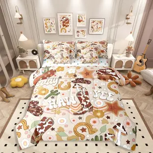 7 Pieces Cowgirl Cute Comforter Set,Country Western Bedding Set with Sheets for Girls Teens,Cowboys Boots Bed in A Bag