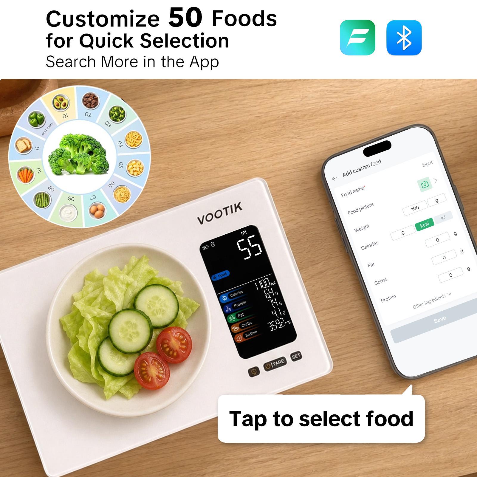 VOOTIK AI Smart Food Scale | 19 Nutrient Facts Auto Scan | Digital Calorie Counter for Meal Prep & Fitness backtoschool