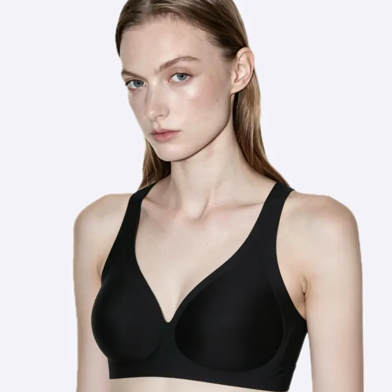 LemonSilk Women's Wire-Free Jelly Bras 2-Pack - Plus Size, Seamless, 3/4 Coverage, Fit, Secure Straps, Deep V-Neck, Lightly Lined T-Shirt Bralette, Comfortable Support, All-Day Everyday Bras, All Seasons