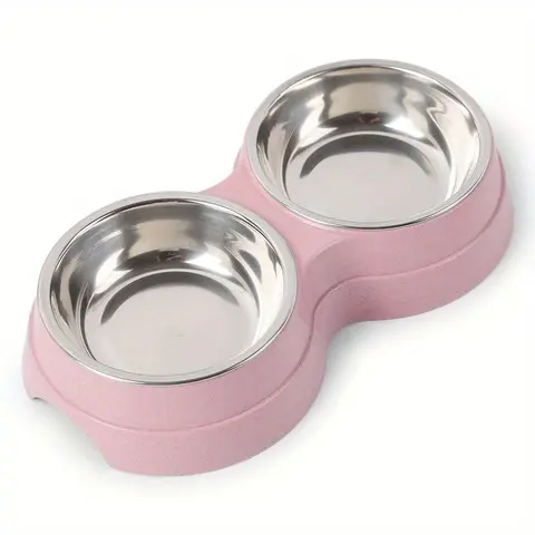 Stainless Steel Double Pet Feeding Bowls For Dogs And Cats - Non-Skid Base - Perfect For Food And Water - Easy To Clean