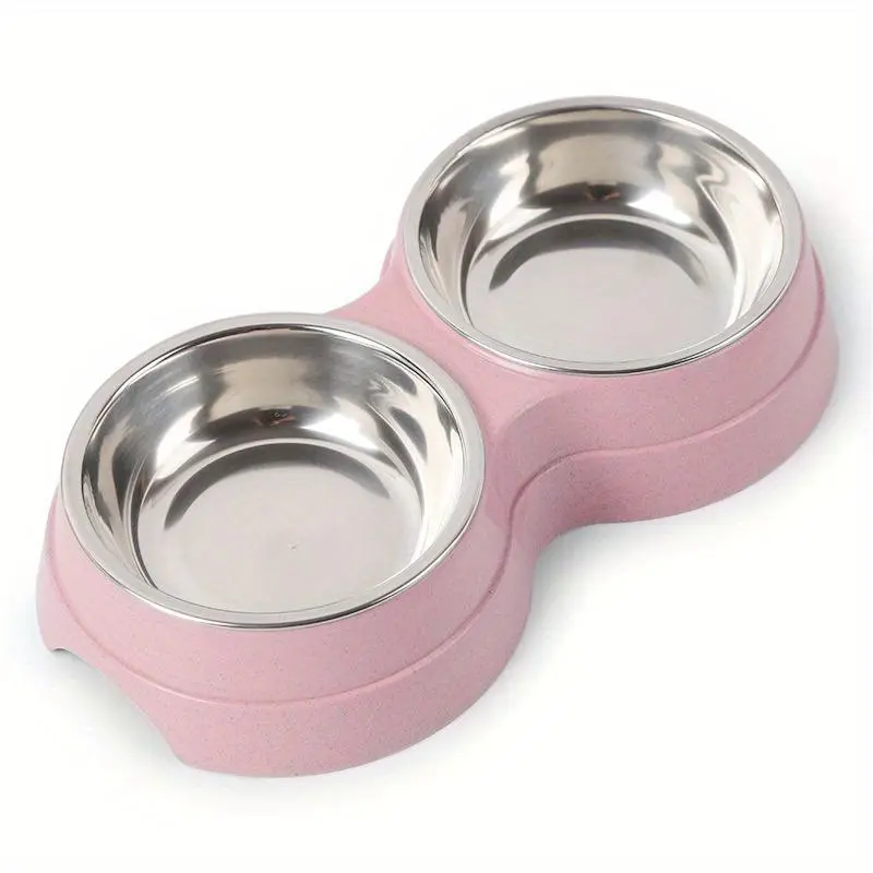 Stainless Steel Double Pet Feeding Bowls For Dogs And Cats - Non-Skid Base - Perfect For Food And Water - Easy To Clean