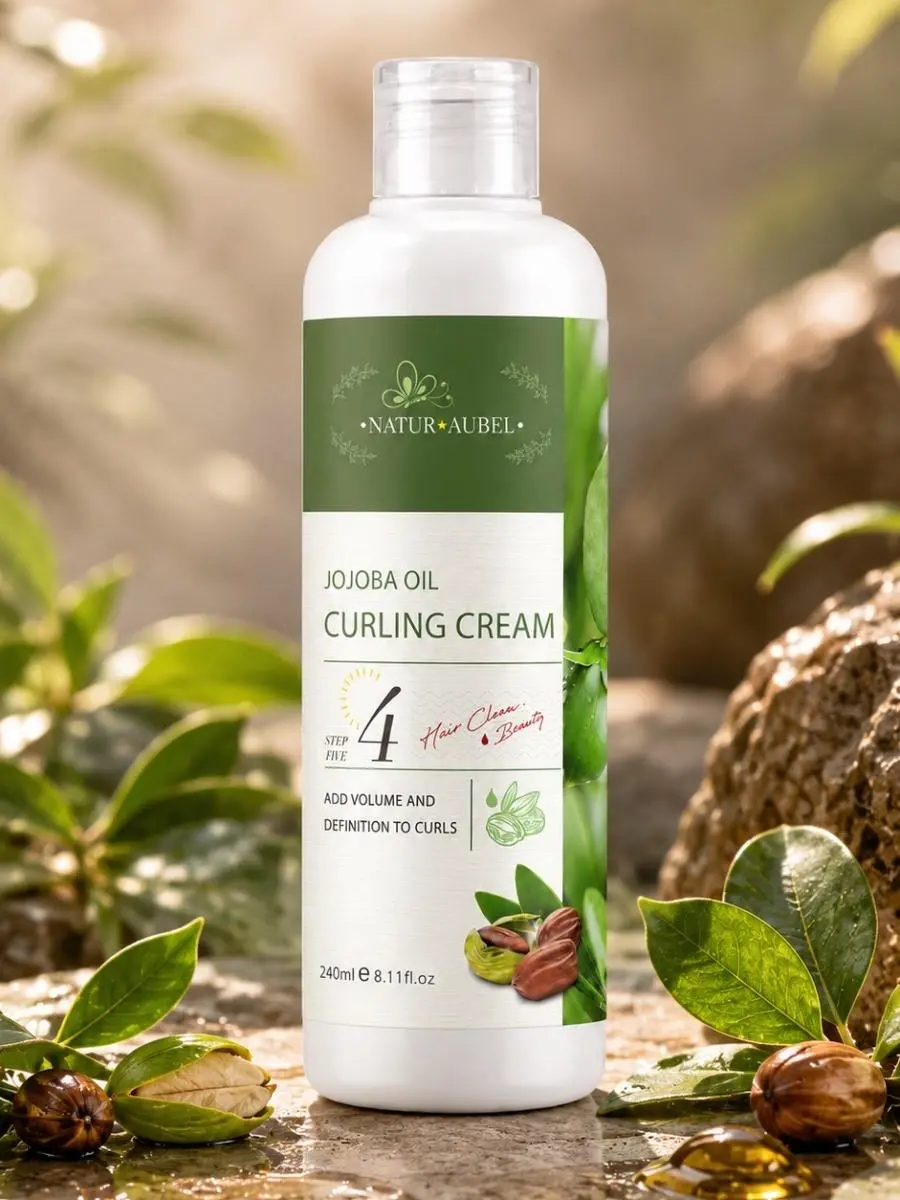Natur-Aubel Jojoba Oil Curling Cream for Softness, Bounce, & Frizz Control Adds Natural Volume, Defines Curls, & Healthy Refreshes