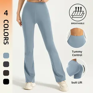 Women's High Waist Solid Compression Flare Leggings,Air-Butter 3.0 Fabric,Tummy Control,Solid Comfy Breathable Wide Waistband Flare Pants for Yoga Gym Workout, High Stretch Yoga Legging,Spring Outfits 2025