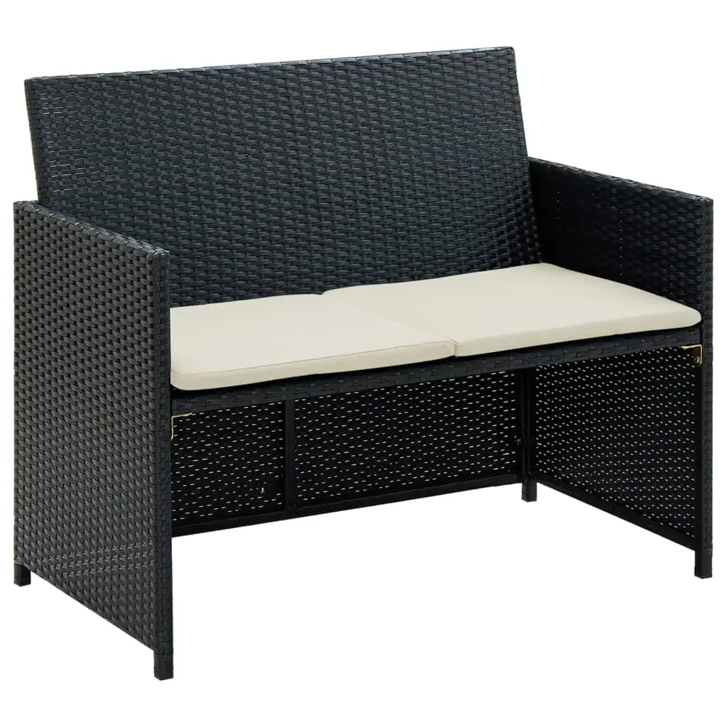 vidaXL 2 Seater Sofa Couch with Cushions Patio Wicker Love Seat PE Rattan 296227