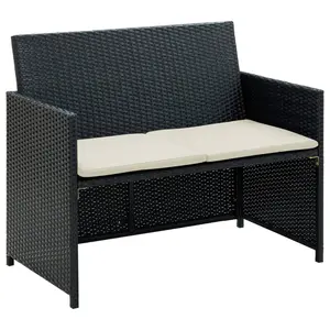 vidaXL 2 Seater Sofa Couch with Cushions Patio Wicker Love Seat PE Rattan 296227