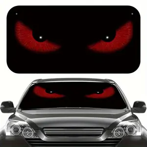 1 Pc Red Eyed Car Sunshade, Durable Car Sun Visor, Foldable Windshield Protector, Suitable For Beach And Seaside Driving, Keeping Cars Cool, Suitable For Sedans, Suvs, And Trucks, Fashionable Car Interior Accessories