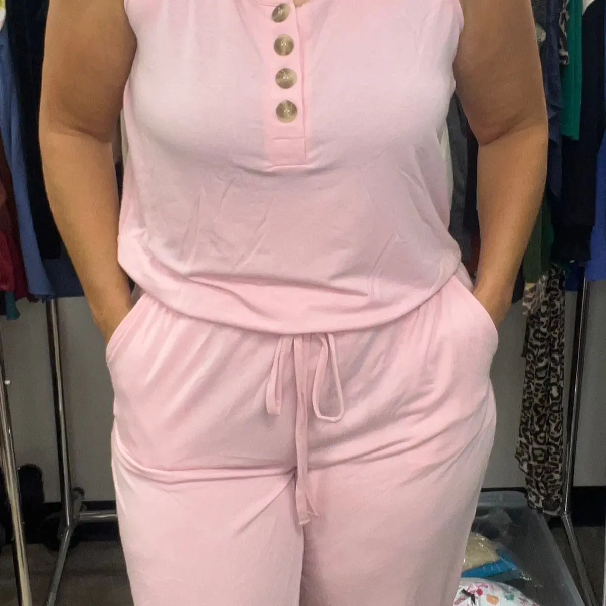 Dusty Rose Sleeveless Jogger Jumpsuit