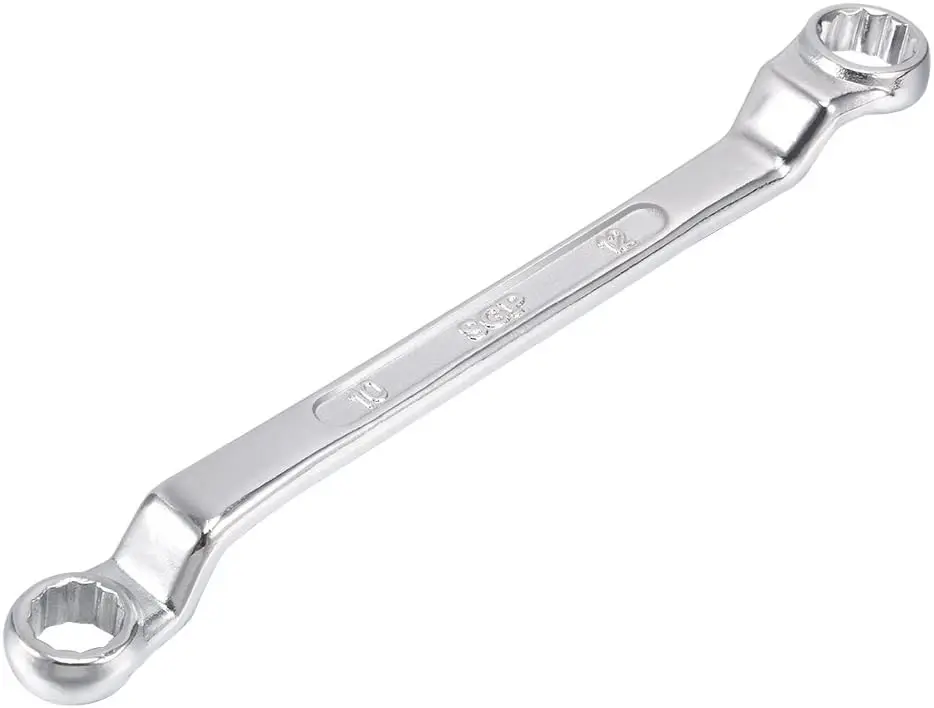 10mm x 12mm Metric 12-Point Offset Double Ended Box End Wrench, Chrome Plated Chrome Vanadium Steel Hand Tool for Auto Repair & Mechanical Work, Hand Tools, 12-Point Box End
