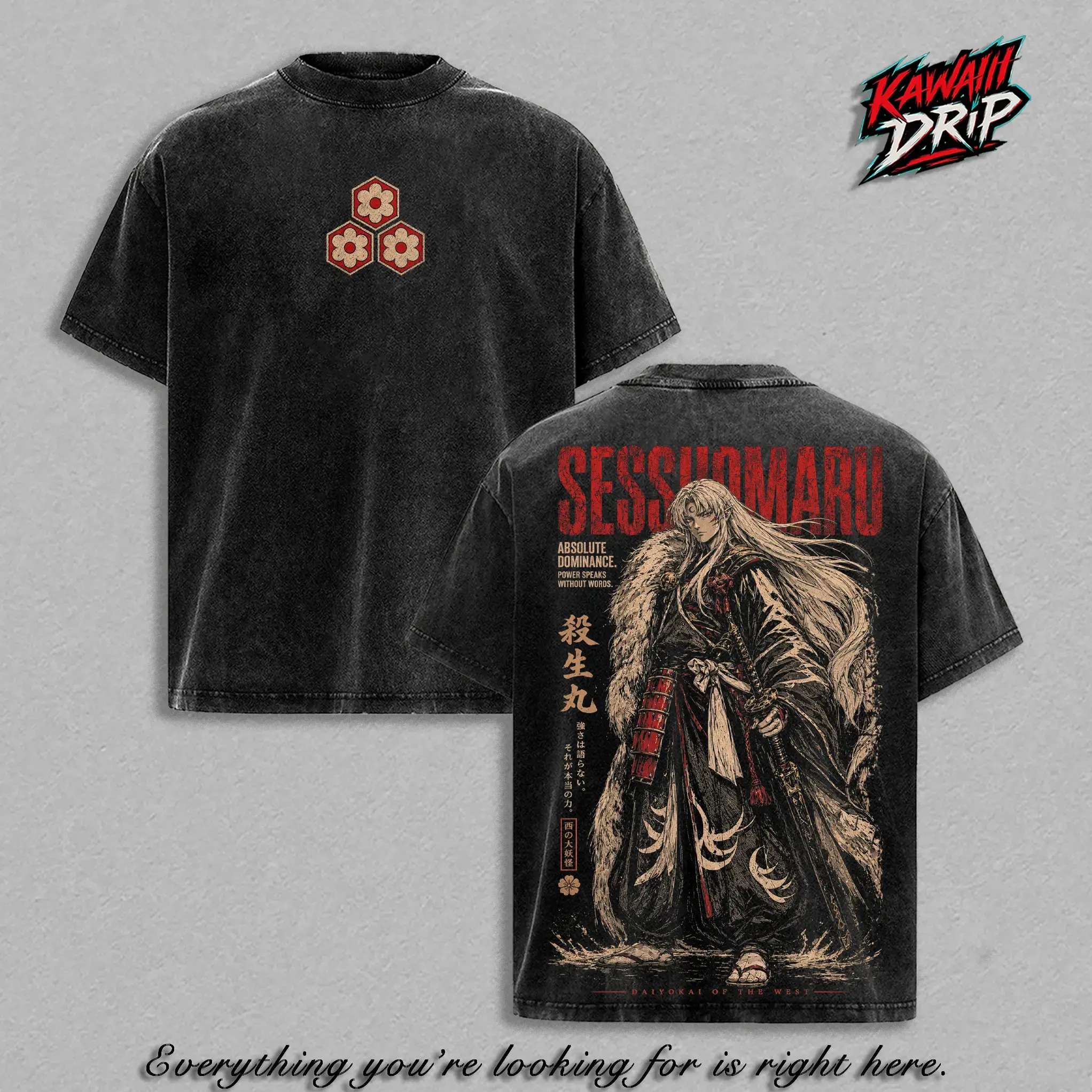Sesshomaru Inuyasha Shirt | Vintage Washed Double Printed Tee | Heavyweight Cotton Streetwear Top | Oversized Demon Lord Tee | Cool Gift for Anime Fans 2026