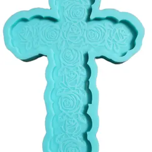 Cross Rose Silicone Mold for Resin or Clay
