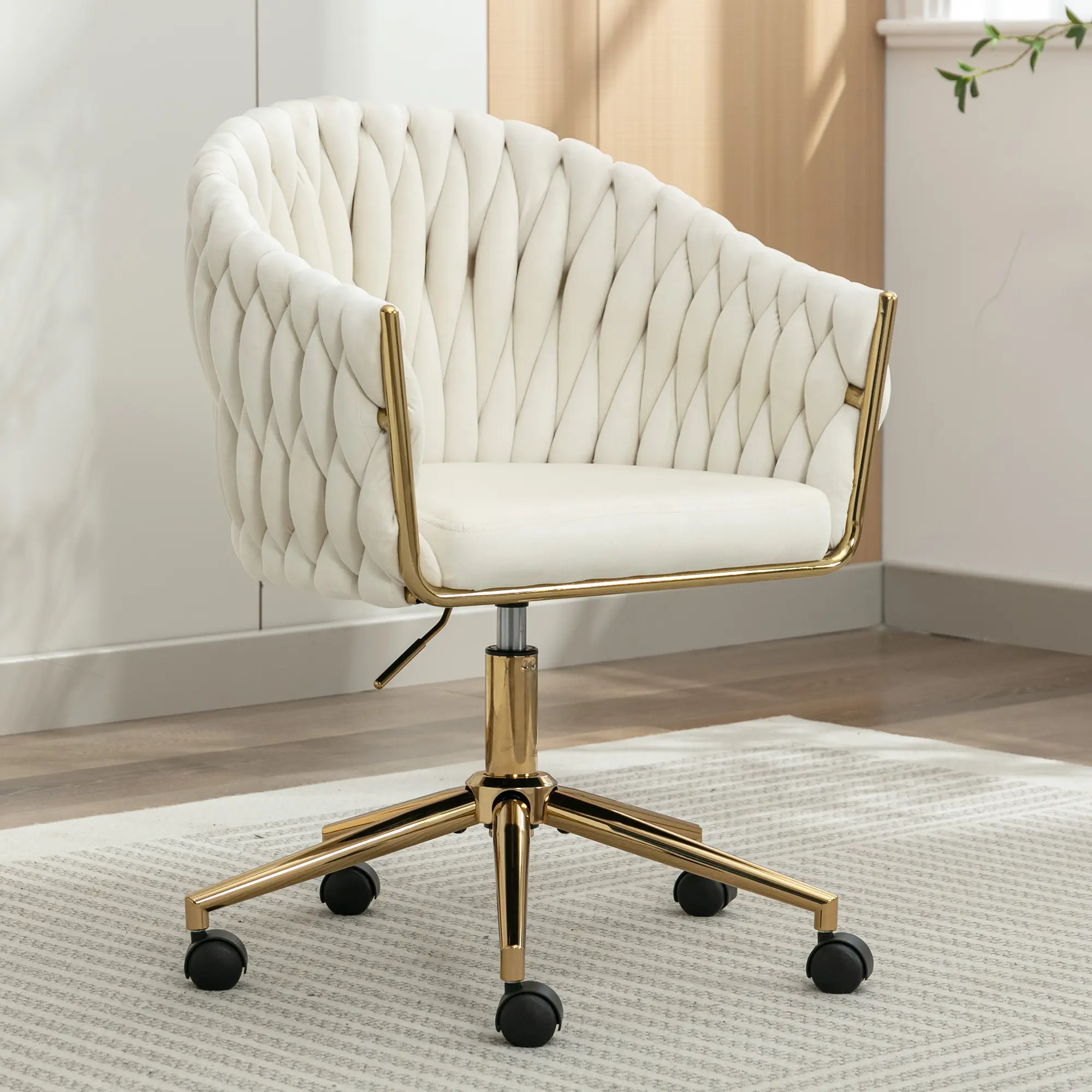 Velvet Home Office Desk Chair Swivel Task Chair with Adjustable Height Armchair for Living Room